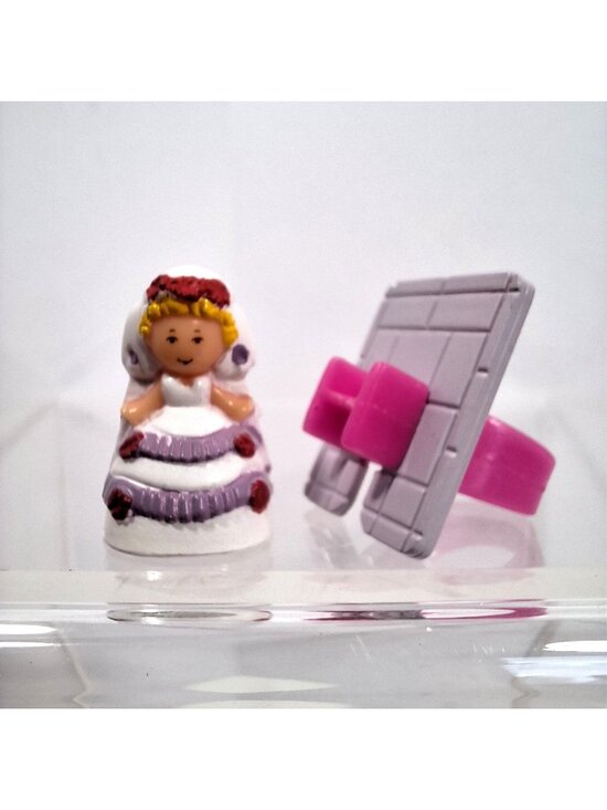 Polly Pocket Other - Polly Pocket Plays A Bride Ring Figurine Pink Purple White 1990s 6173 Vintage